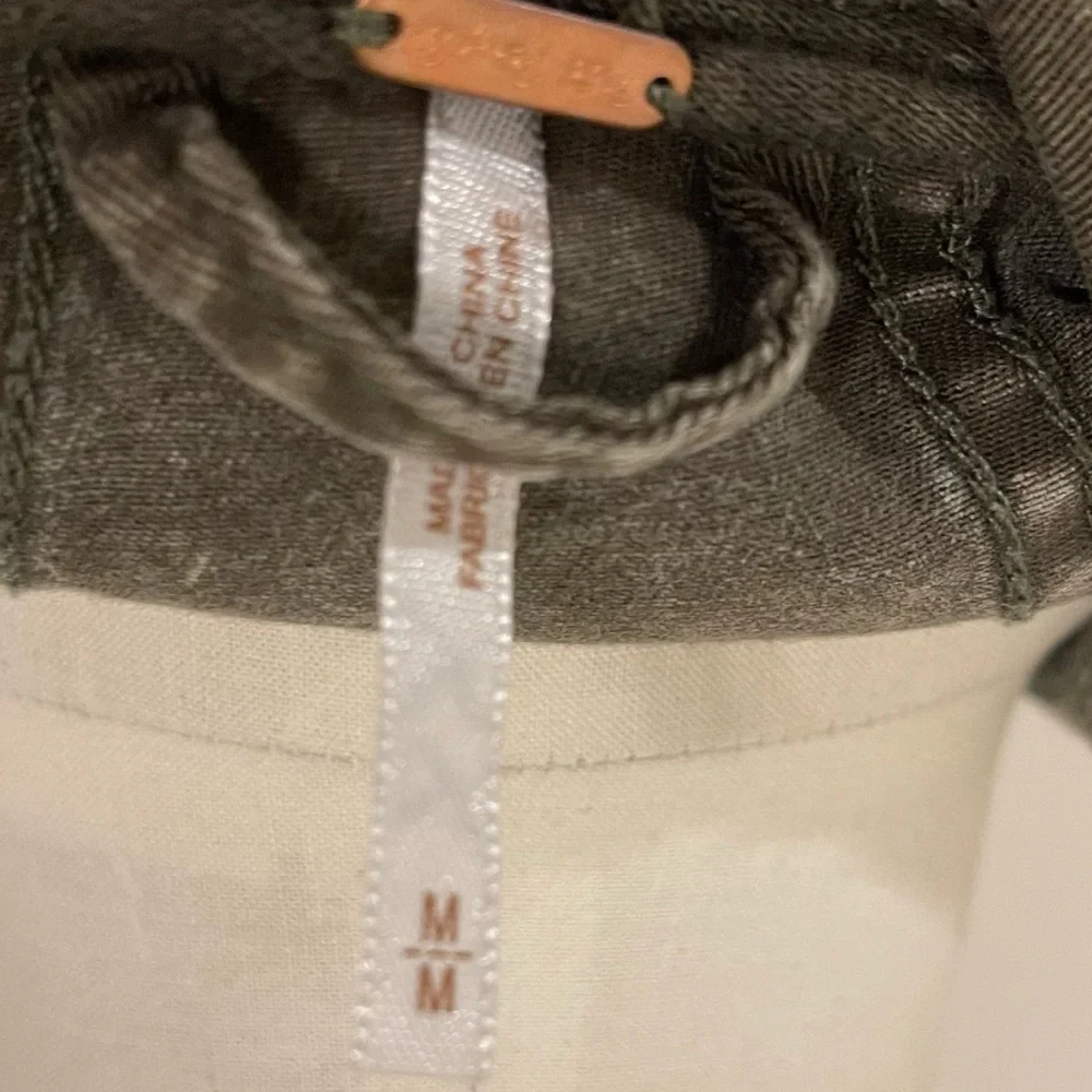 ❤️ Free People Army Green Stretch Twill Moto Collapsing Front Jacket - Picture 8 of 11